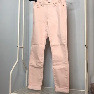 Pink cuffed skinny jeans